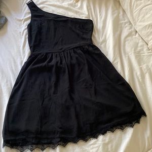Xhilaration Size M one shoulder black dress with lace